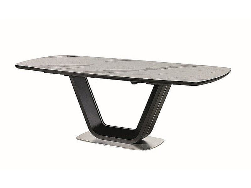 Veneti Rozkladací jedálenský stôl MARVIN - 160x90, biely mramor / čierny